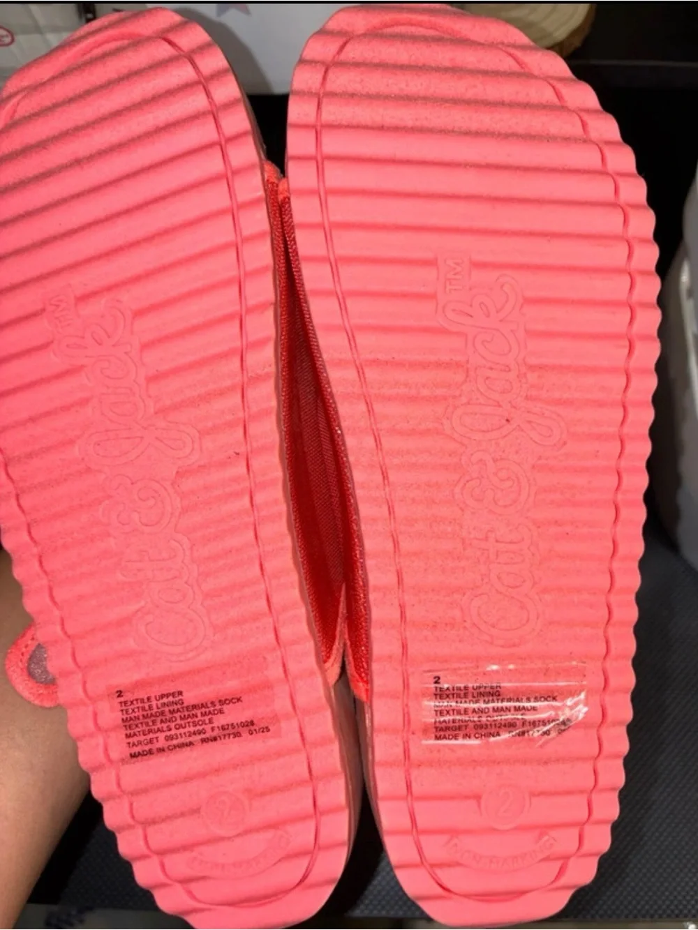 Cat & Jack Coral Slide Sandals with Translucent Buckles